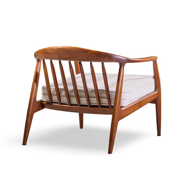 Milo Baughman for Thayer Coggin Mid Century Walnut Horseshoe Lounge Chairs - Pair For Sale - Image 10 of 12