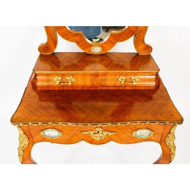 19th Century Ormolu and Sevres Porcelain Mounted Dressing Table and Mirror For Sale - Image 4 of 18