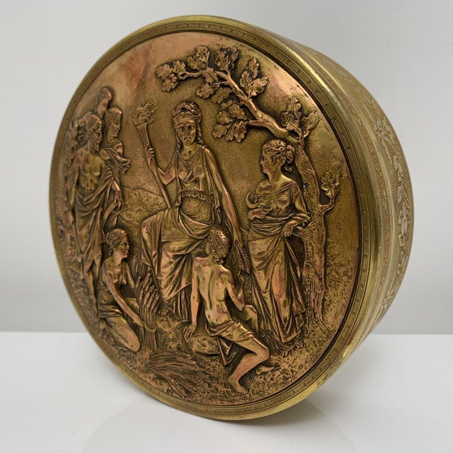 19th Century Brass and Embossed Copper Box, France For Sale - Image 13 of 14
