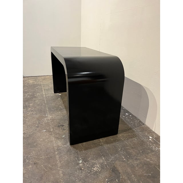 Mid 20th Century Mid Century Black Laminate Waterfall Console For Sale - Image 5 of 5
