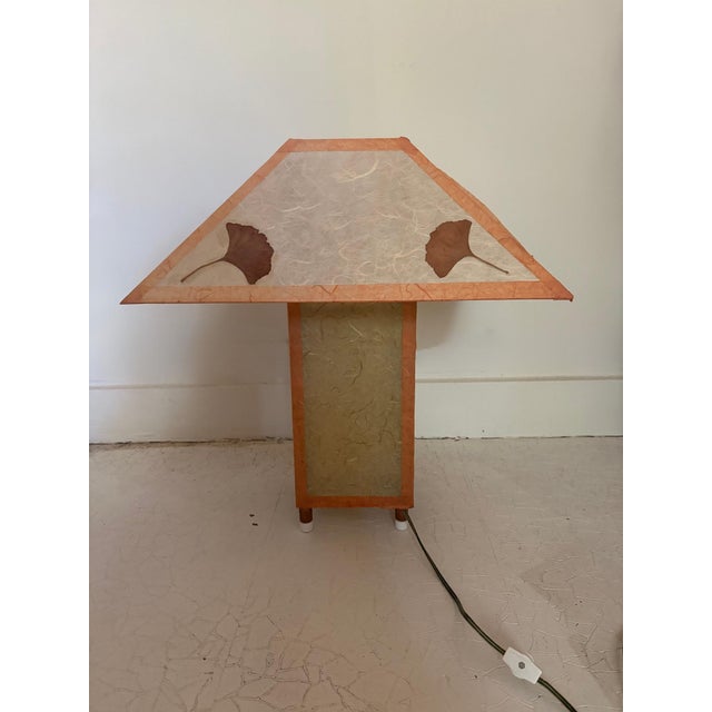 Arts and crafts meets Japandi style lamp hand crafted from acrylic pieces covered in rice paper and a copper structure...