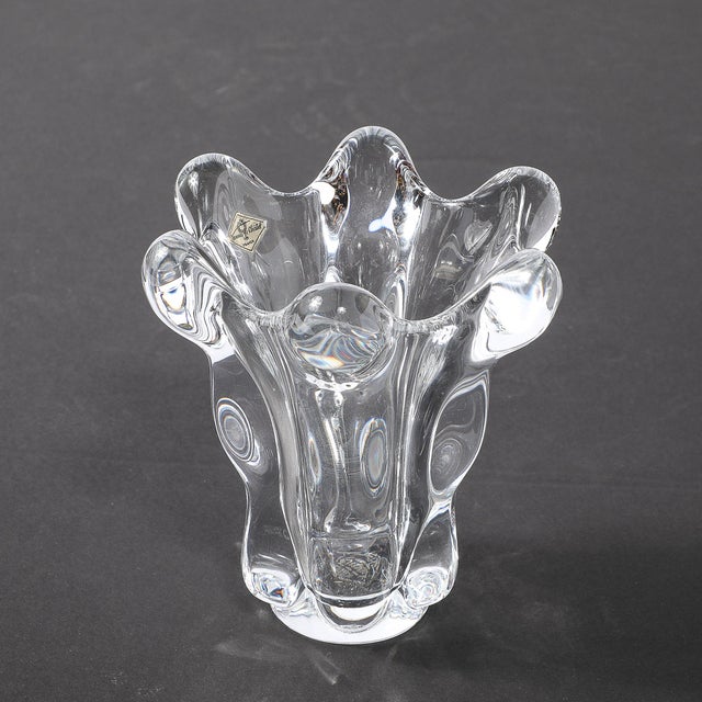 Mid-Century Modernist Splash Form Crystal Vase Signed Art Vannes For Sale - Image 17 of 18