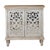 An unusual painted cabinet, console or sideboard with carved door fronts and stepped molding at top and bottom. The...
