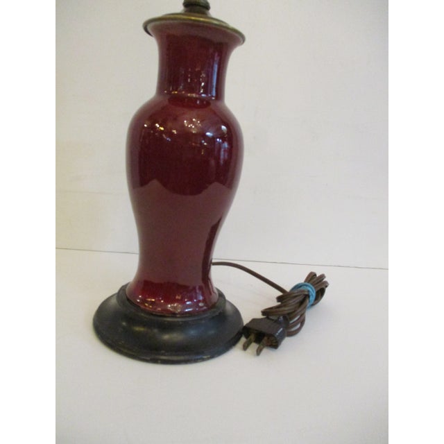 Chinese Antique 1910s Chinese Oxblood Baluster Vase Lamp For Sale - Image 3 of 7