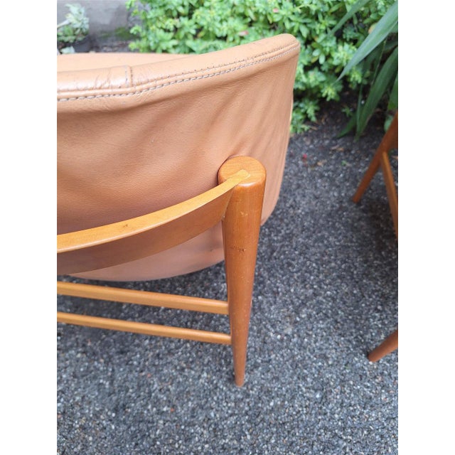 Wood Armchairs in Light Wood and Caramel Ski Seat, 1960s, Set of 4 For Sale - Image 7 of 10