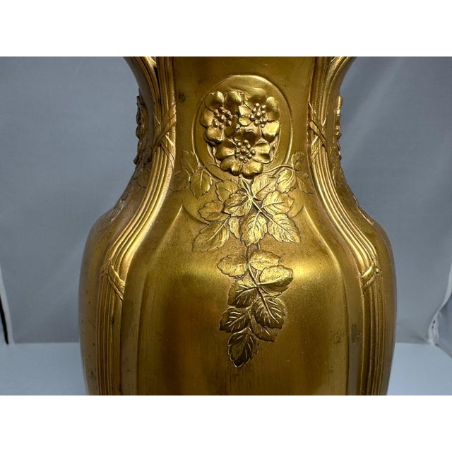 Art Nouveau Early 20th Century Christofle Gallia Gilt Vase: Art Nouveau Floral Design For Sale - Image 3 of 10