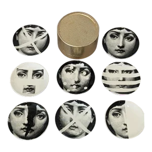 "Tema E Variazioni" Pietro Fornasetti Themes & Variations Coasters With Original Gold Box