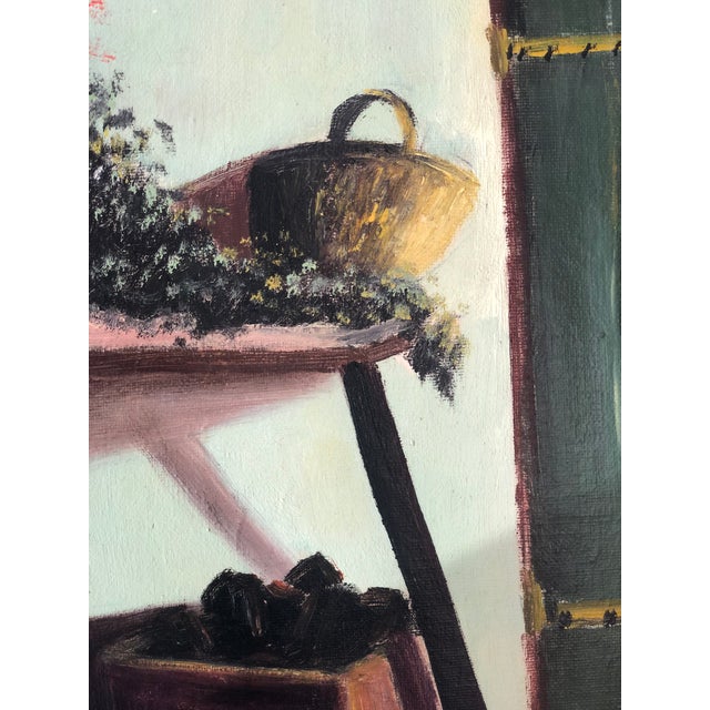 Vintage Original Cottage Oil Painting: Framed Interior Flower Art - Unsigned Artist For Sale - Image 12 of 14