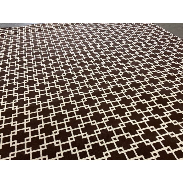 10ft 6 in X 14ft Large Rembrandt Geometric Brown + White Area Rug For Sale - Image 12 of 12