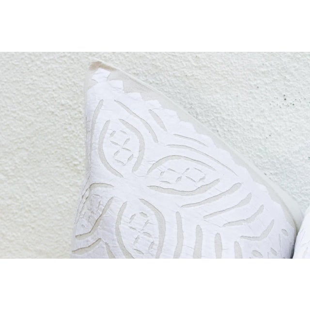Indian Camellia Euro Applique Pillow Cover For Sale - Image 3 of 7