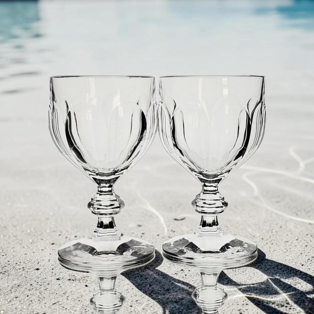 This pair of Villeroy & Boch Bernadotte crystal goblets was produced in Germany during the Late 20th Century. Crafted of...