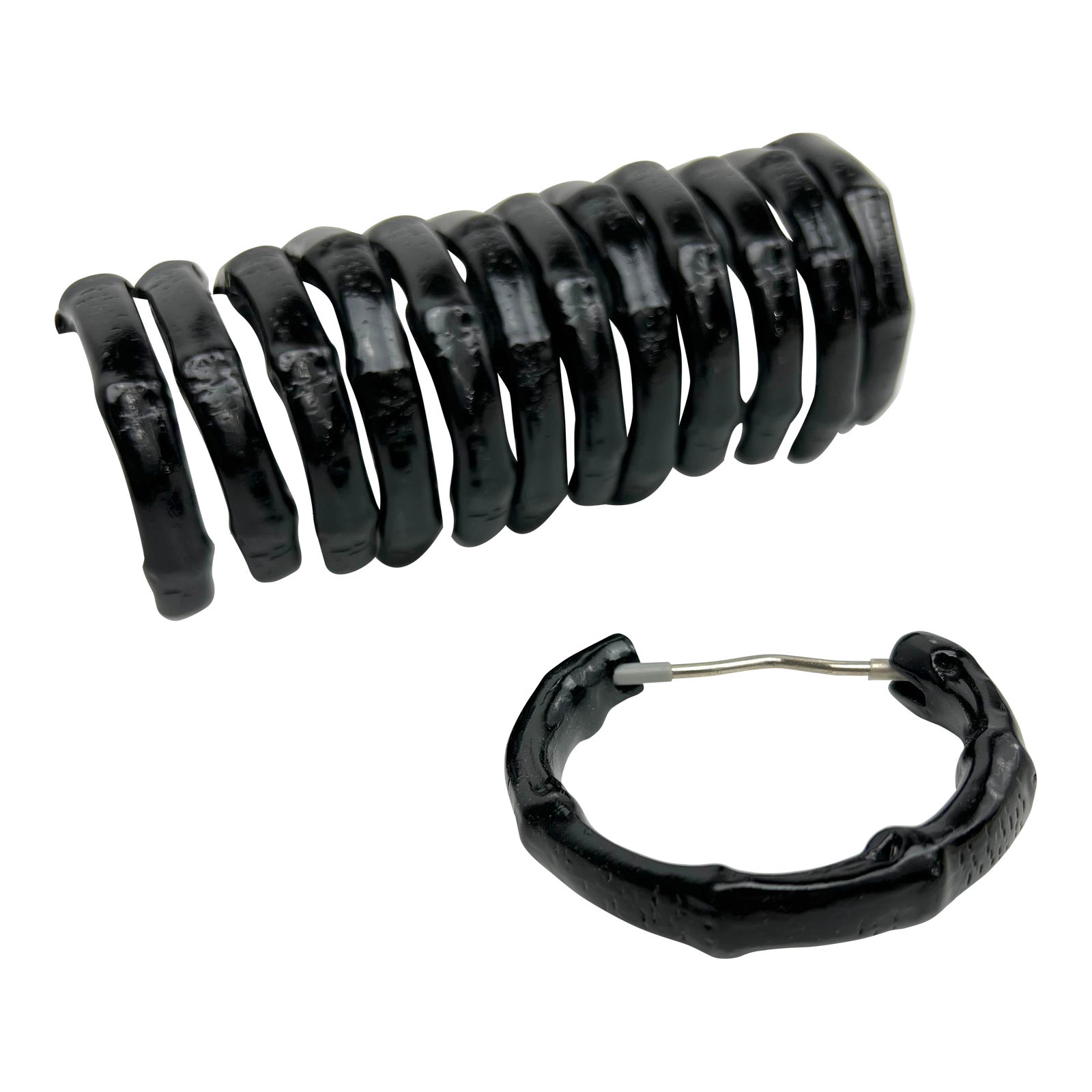 Late 20th Century Williams & Sonoma Deadstock Black Faux Bamboo Shower