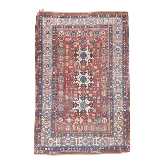 Antique Caucasian Lezgi Rug 4'2" X 6’4" For Sale