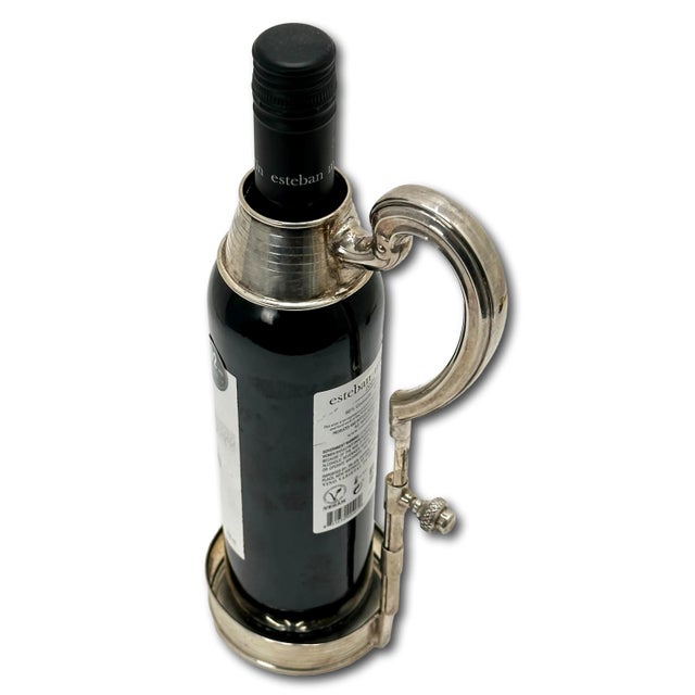 Late 20th Century Vintage Late 20th Century Argenteria Peruana ( Peru ) Sterling Silver Wine Bottle Holder - Server For Sale - Image 5 of 12