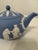 Vintage Wedgewood Jasper Blue Neoclassical Embossed Pattern Tea Pot For Sale In Los Angeles - Image 6 of 12