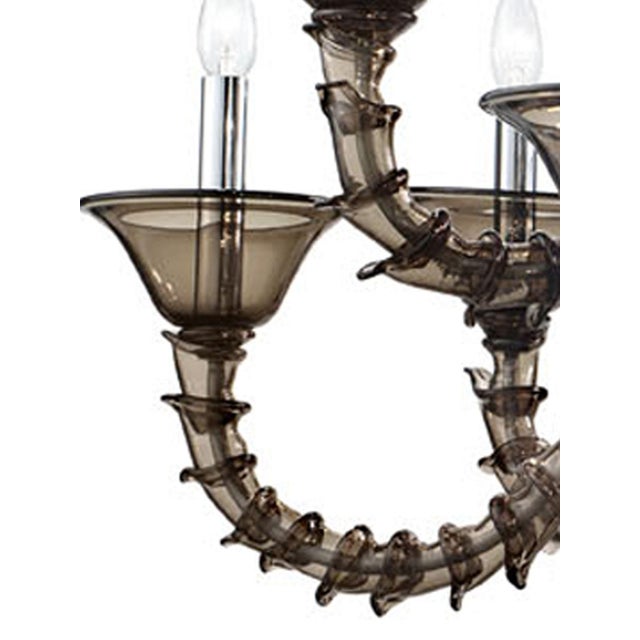 Contemporary Stunning Modern Smoked-Fumè “Ca’ Rezzonico” Murano Glass Chandelier . For Sale - Image 3 of 6