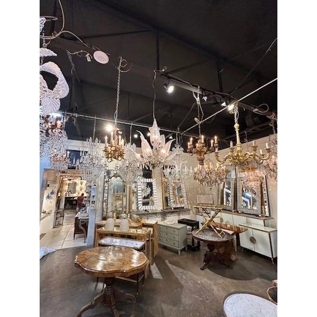 White Vintage Murano 2-Tier Leaf Chandelier For Sale - Image 8 of 8