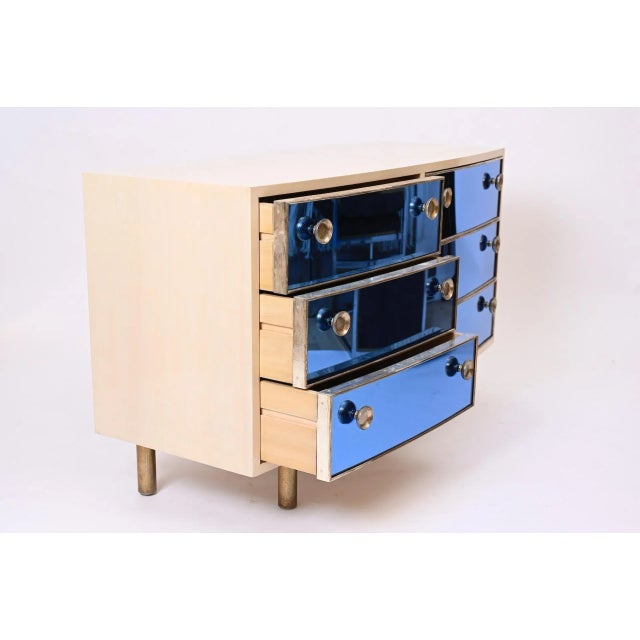 Curved Dresser with Blonde Wood and Blue Crystal Glass by Gio Ponti, 1990 For Sale - Image 10 of 13