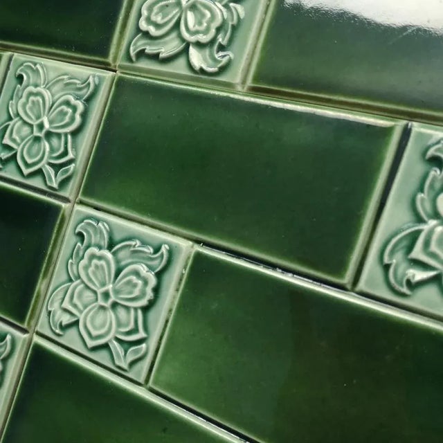 1900 - 1909 Large Antique Belgian Glazed Relief Tile, 1900 For Sale - Image 5 of 11