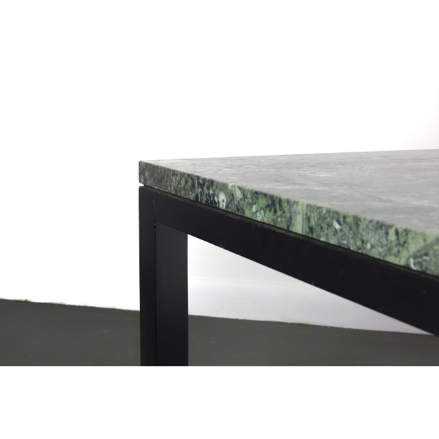 Dunbar Furniture Square Dunbar Coffee Table with Green Marble Top and Black Base, USA For Sale - Image 4 of 6