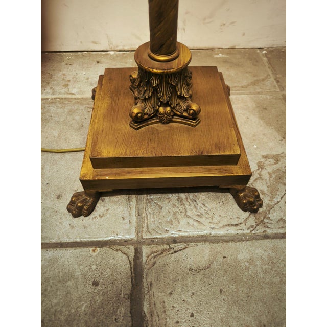 Floor Lamp with Brass Capitals and Fabric Lampshade, 1980s For Sale - Image 6 of 18