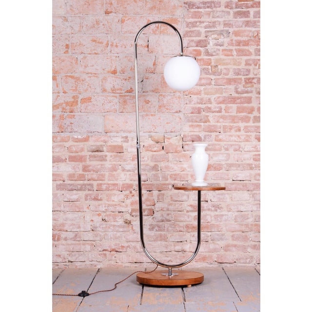 Bauhaus Floor Lamp in Oak by R. Slezák from Slezak Factories, 1920s For Sale - Image 10 of 12