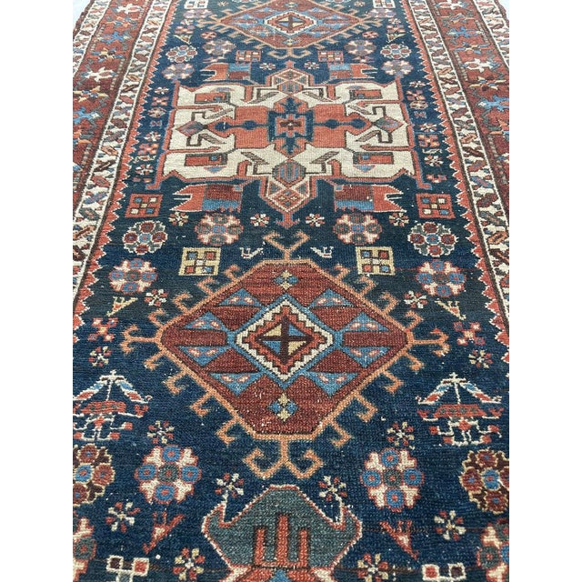ANCIENT Nomadic Northwest Persian Karaja Runner Rug 3.2 x 13.5 For Sale - Image 12 of 13