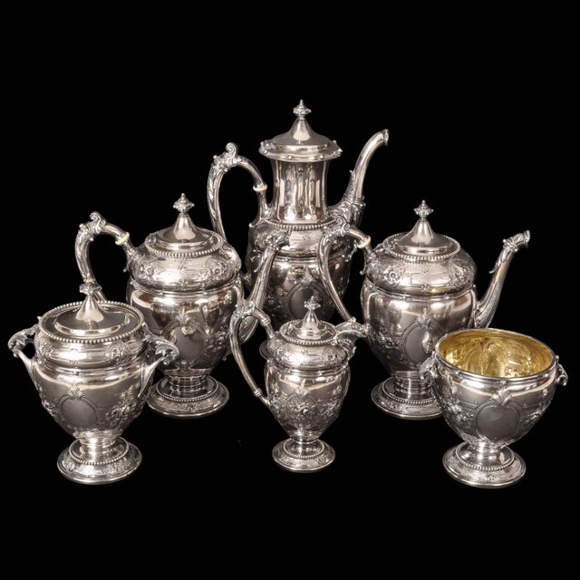 Mid 19th Century Antique American Gorham Coin Silver Mary Todd Lincoln Tea & Coffee Service, 1861 - 7 Pieces For Sale - Image 5 of 12