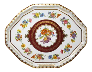 Vintage Octagonal Colorful Flowers Tray by Daher
