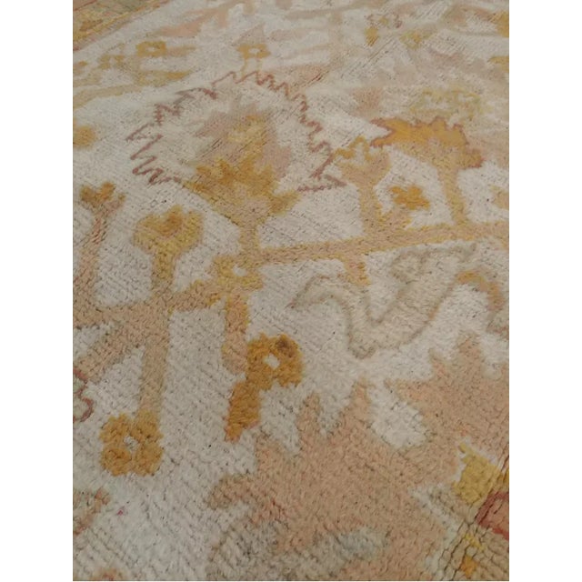 Textile Antique Oushak Carpet Handmade Turkish Oriental Rug Beige, Taupe, Soft Pale Blue For Sale - Image 7 of 11