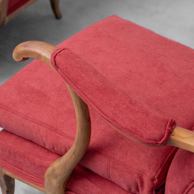 Brown Armchairs in Fabric and Walnut Wood attributed to Paolo Buffa, 1950s, Set of 2 For Sale - Image 8 of 10
