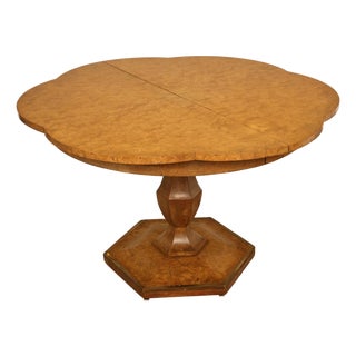 Mastercraft Hollywood Regency Burlwood Pedestal Expandable Dining Table For Sale