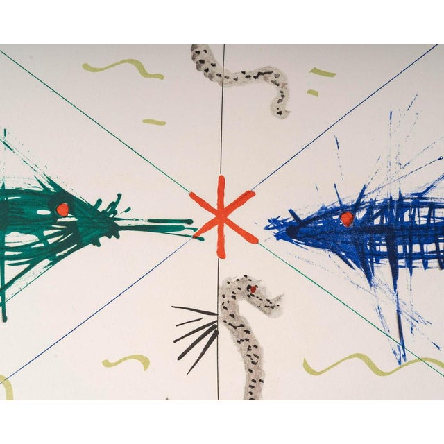 Lithograph by Jean Cocteau, poissons face-à-face, 1960-70. Lithograph by Jean Cocteau,1962, 1/79, representing fish face-...