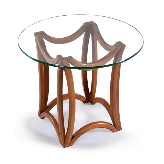 Wood Mid-Century Modern Sculptural Bentwood Pearsall Style Glass Top Pedestal Side Tables For Sale - Image 7 of 10