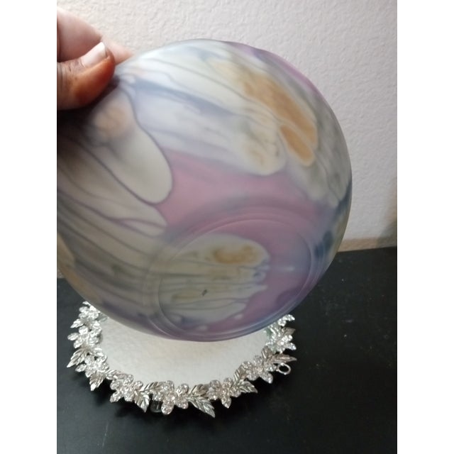 STUNNING Reuven Glass From Israel 7" Scalloped Bowl This handcrafted Reuven Glass bowl from Israel is truly stunning with...