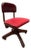 Mid-Century Walnut Swivel Desk Chair With Red Upholstery For Sale