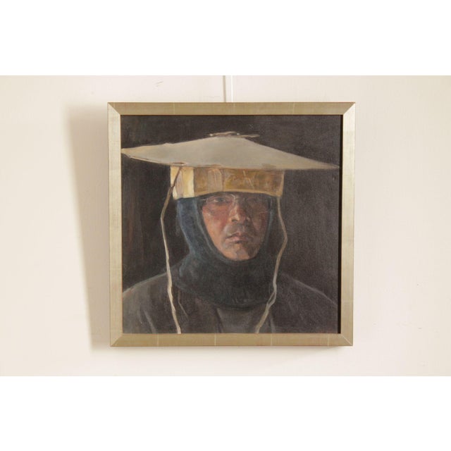 Quality Custom Framed Original Self-Portrait by Qimin Liu (Chinese, B. 20th C.), Signed on Verso