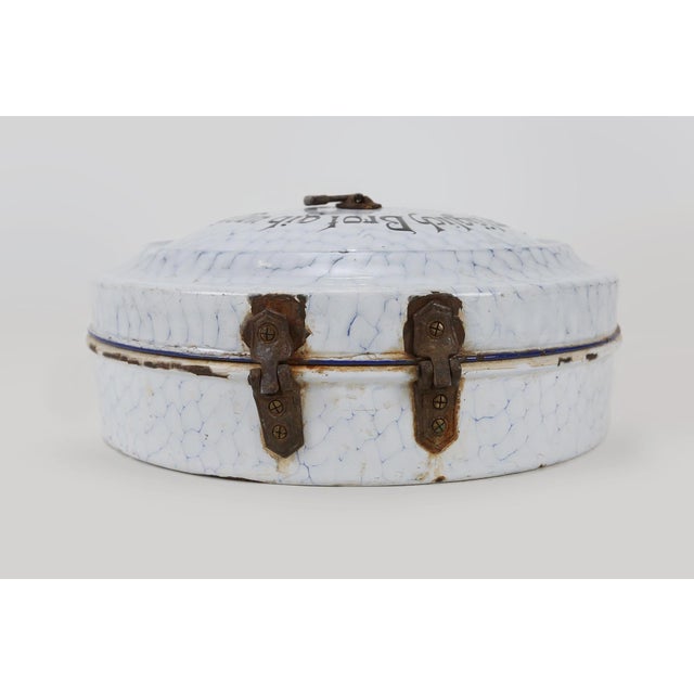 German Enamel Bread Bin with Honeycomb Pattern, 1890s For Sale - Image 6 of 10