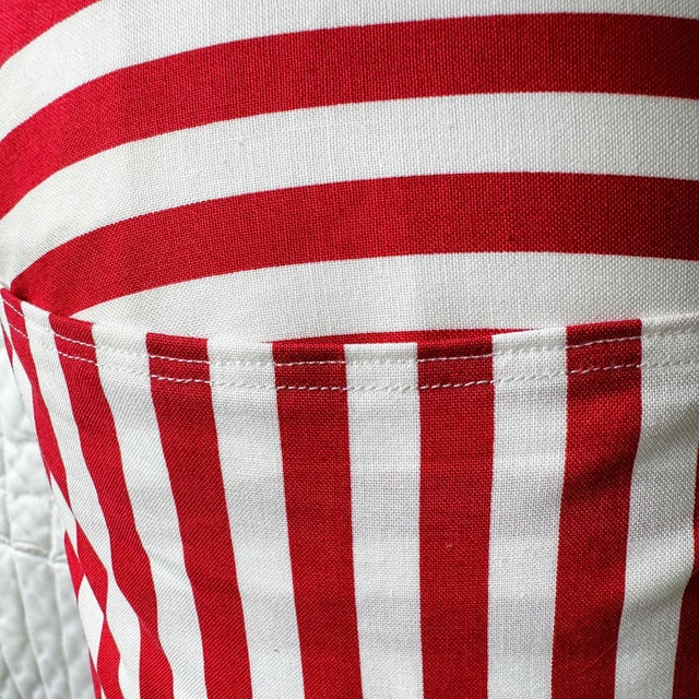 Florida Daytona Beach Vintage Blue Pennant on New Woven Red and White Striped Throw Pillow For Sale - Image 4 of 4