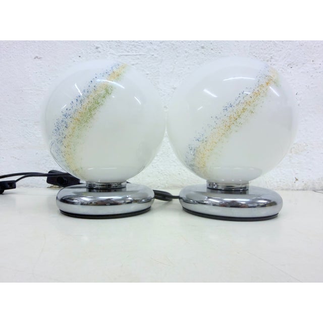 Small Space Age Spherical Table Lamps in Chrome and Glass by Bonalux, 1970s, Set of 2 For Sale - Image 10 of 10