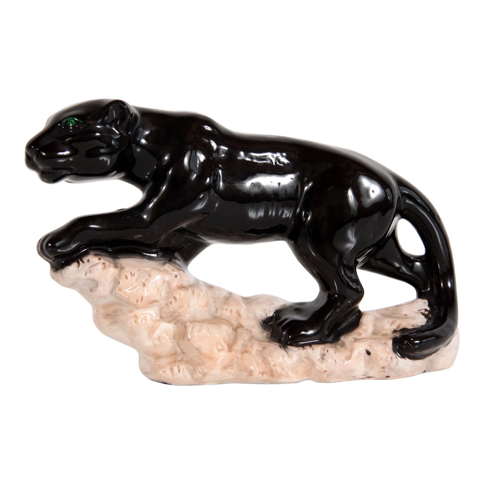 Vintage Mid Century Modern Ceramic Black Panther Figure
