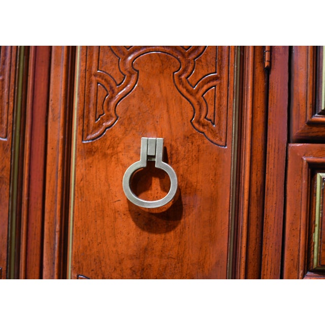 1970s Campaign Chinoiserie Credenza With Double-Ring Hardware Huntley by Thomasville For Sale - Image 11 of 13