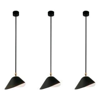 Mid-Century Modern Black Bibliothèque Ceiling Lamps from Serge Mouille, Set of 3 For Sale