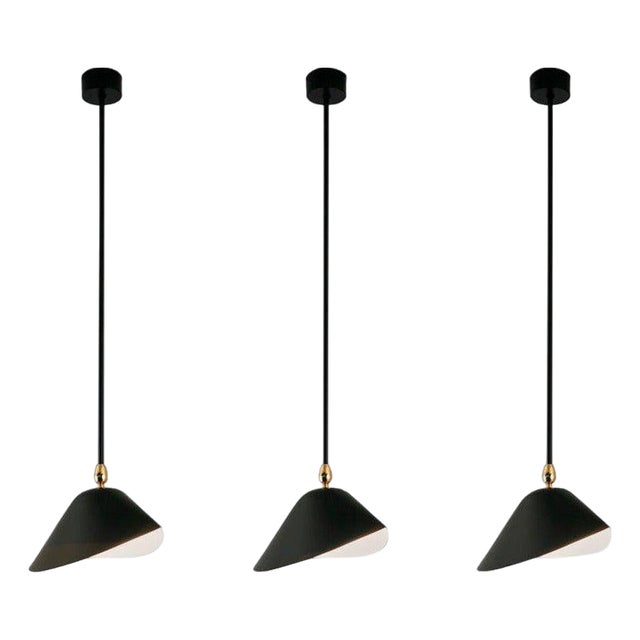 Mid-Century Modern Black Bibliothèque Ceiling Lamps from Serge Mouille, Set of 3 For Sale