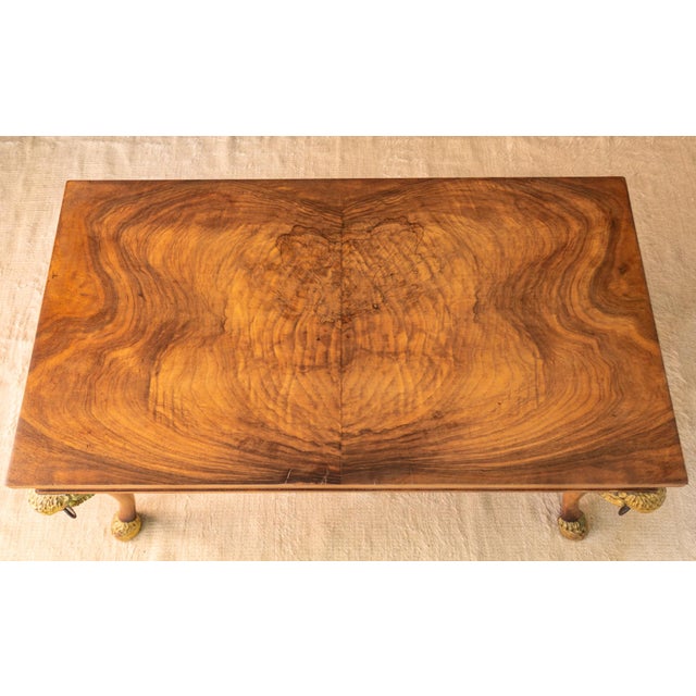 Giltwood Rams Head and Hoofed Saber Leg Burlwood Coffee Table For Sale - Image 17 of 18