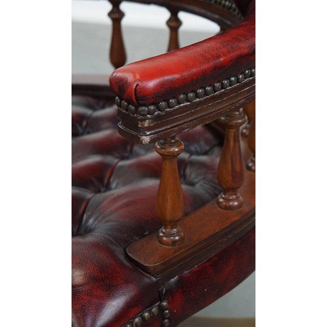 Chesterfield Office Chair on Wheels in Red For Sale - Image 11 of 14