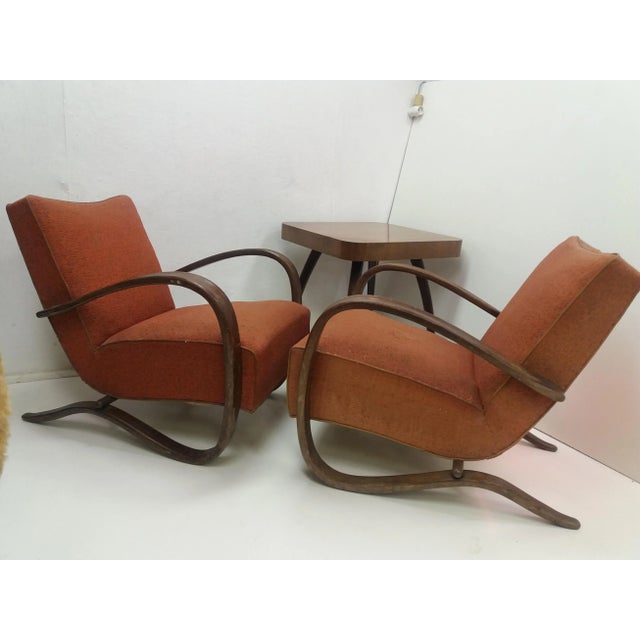Armchairs + Spider Table by Halabala for Thonet, Czechoslovakia, 1930s, Set of 3 For Sale - Image 3 of 14