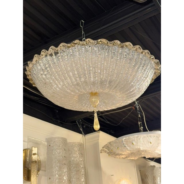 Modern Murano Gold Granola Glass Flush Mount Chandelier For Sale - Image 3 of 6