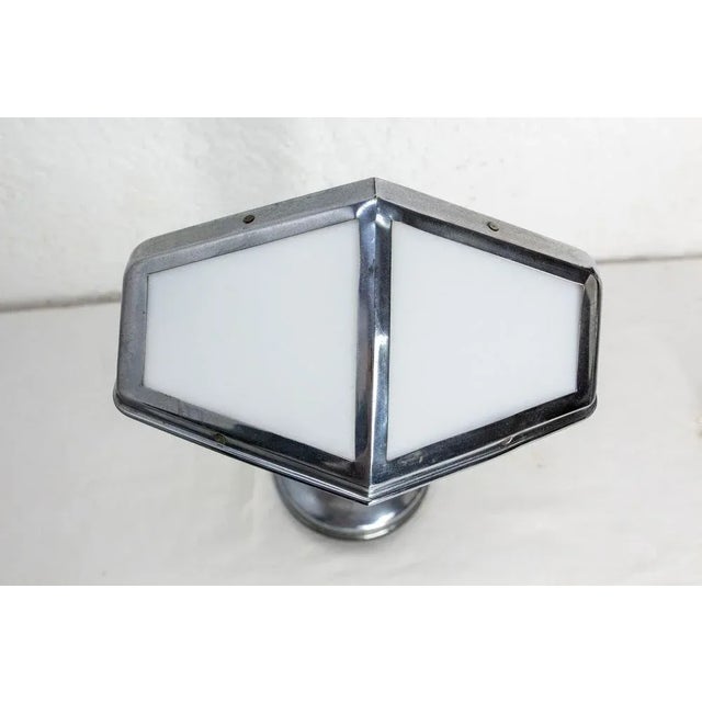 Art Deco Chrome and White Acrylic Glass Pirouett Table Lamp, 1930s For Sale - Image 10 of 12