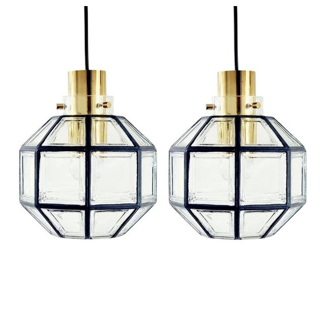 Mid-Century Glass and Brass Pendants from Limburg, Germany, 1960s-1970s, Set of 2 For Sale - Image 13 of 13